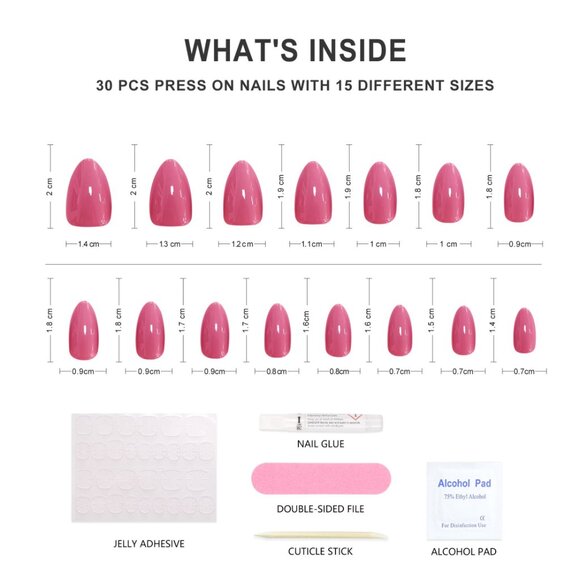 Rose-SheSlay Soft Gel Press-On Nails – 30pcs Full Kit - Picture 3 of 5